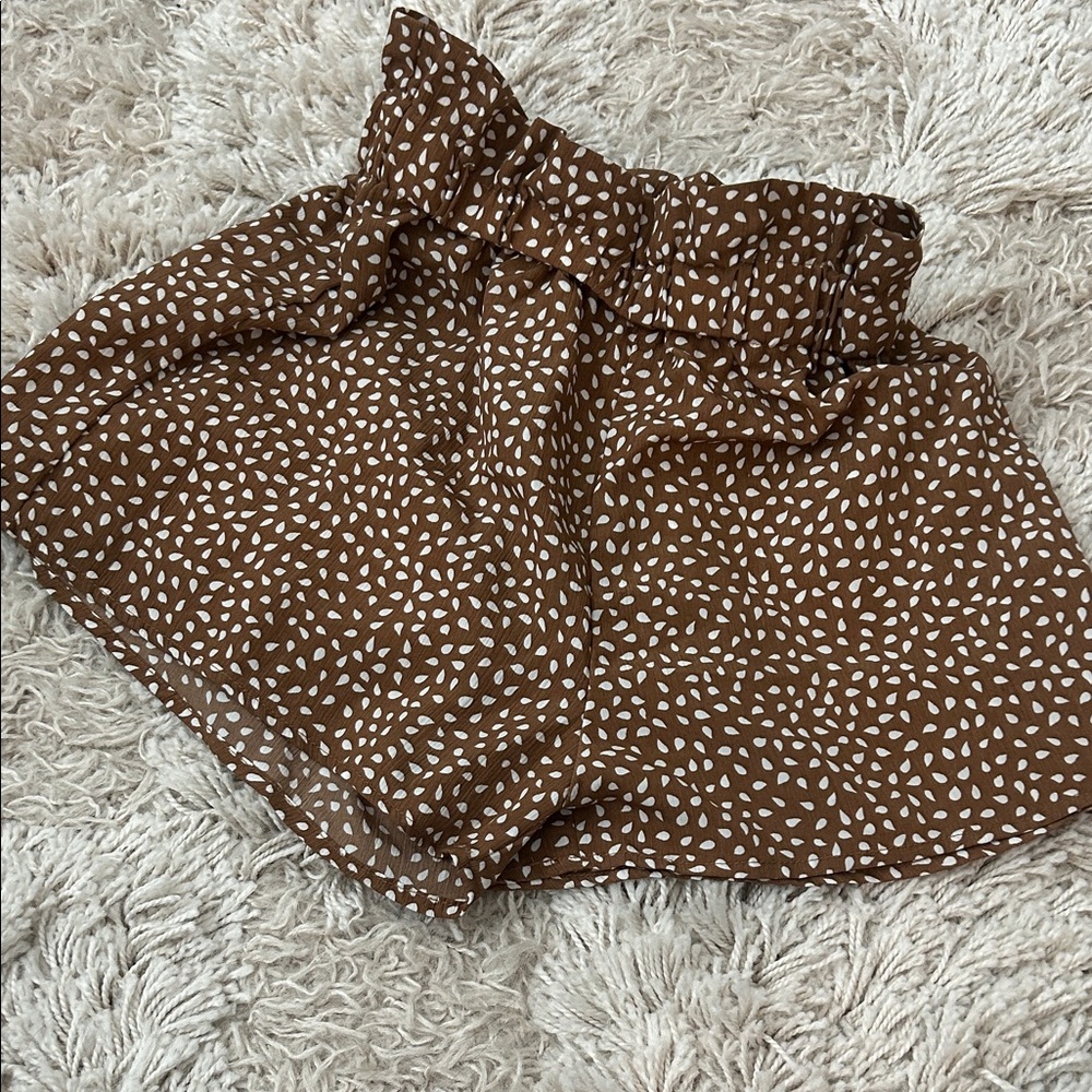 SHEIN Brown and White polka dot High Waist Shorts